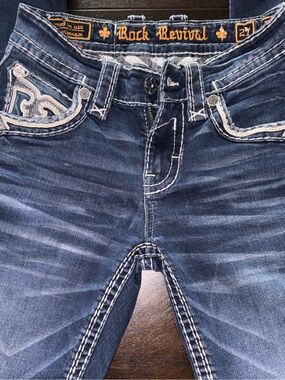 Rock Revival Indigo Jeans with White Contrast Stitching